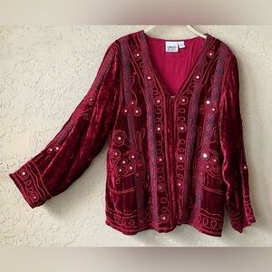 Vintage CHICO’S Red Velvet Jacket